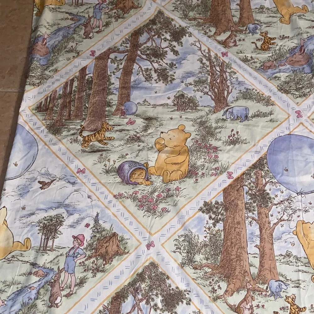 RARE Vintage Winnie the Pooh Shower Curtain Piglet Roo Eeyore Christopher Robin